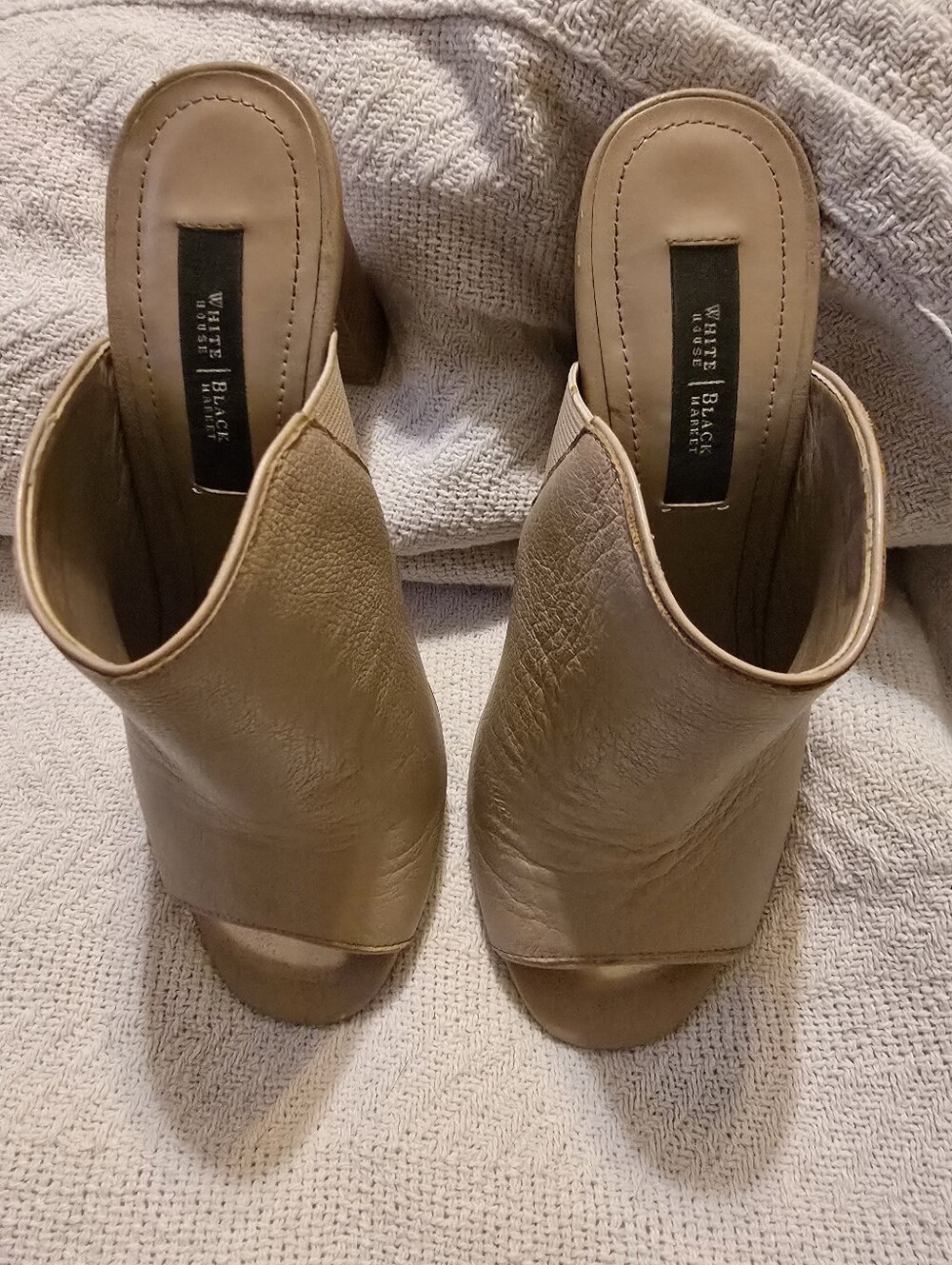White House Black Market Open Toe Heeled Slides - Very Good Condition"
